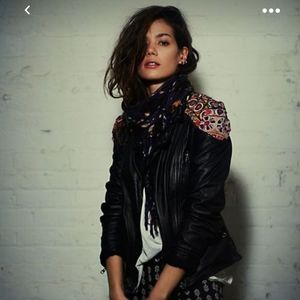 ISO Free People Embroidered Leather Moto Jacket